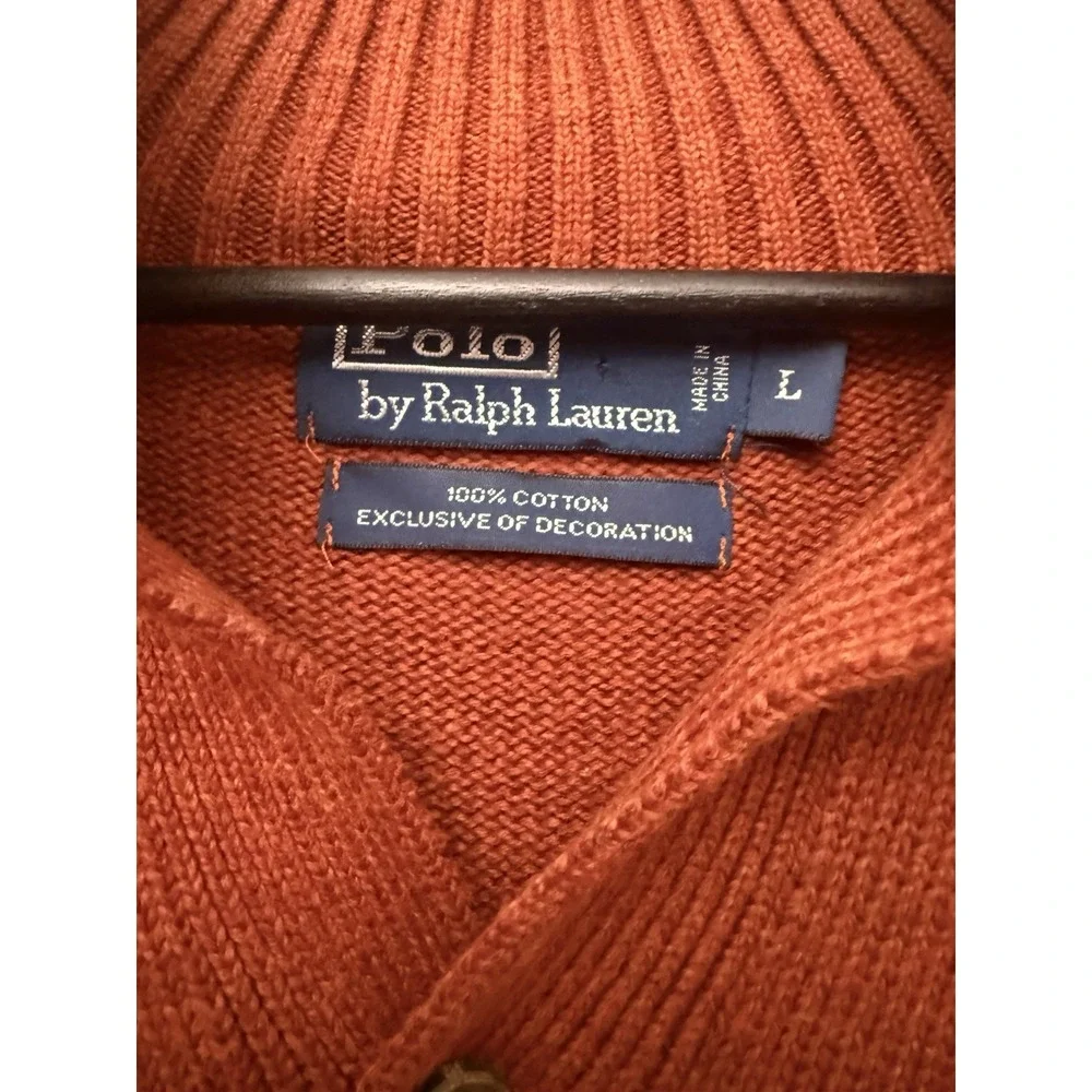 VTG Polo Ralph Lauren Men's L Quarter‎ Button Mock Neck Cotton Pullover